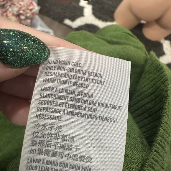 Abercrombie Teen Green Ruffle Sweater Lightweight Open Cardigan Sz M Women’s Y2K - Picture 6 of 7